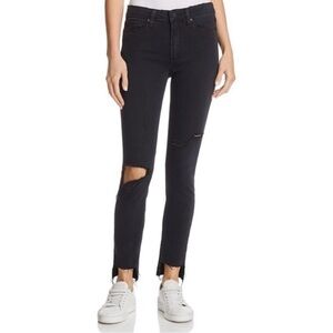 PAIGE Hoxton Ankle Skinny Jean Black Sky Destructed Raw Step Hem Size 28